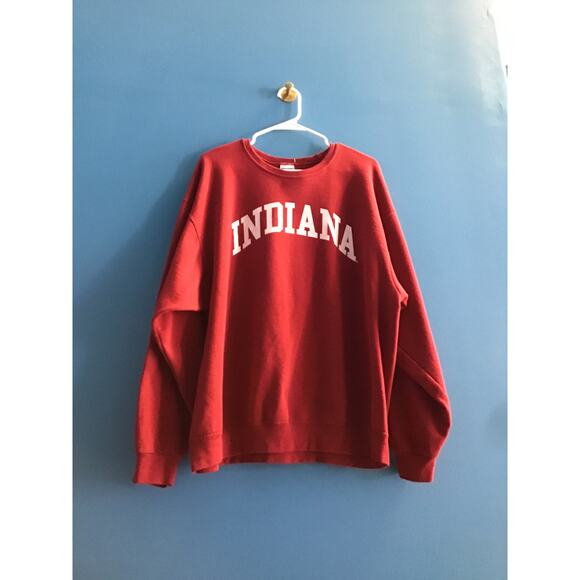 Y2K Jerzees INDIANA IU Print Crew Neck Red Pullover Sweatshirt Women's Size XL - Picture 1 of 2